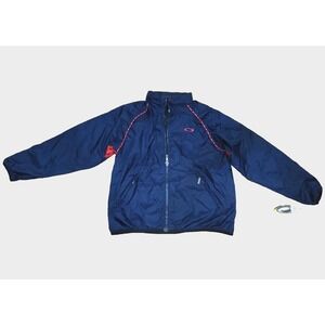 Oakley Men's Pit Jacket Packable Water Repellant Hooded Nylon Windbreaker Blue L